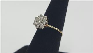 10K Yellow Gold Diamond Flower Cluster Ring (8) RBC 2.7G Sz 7.75